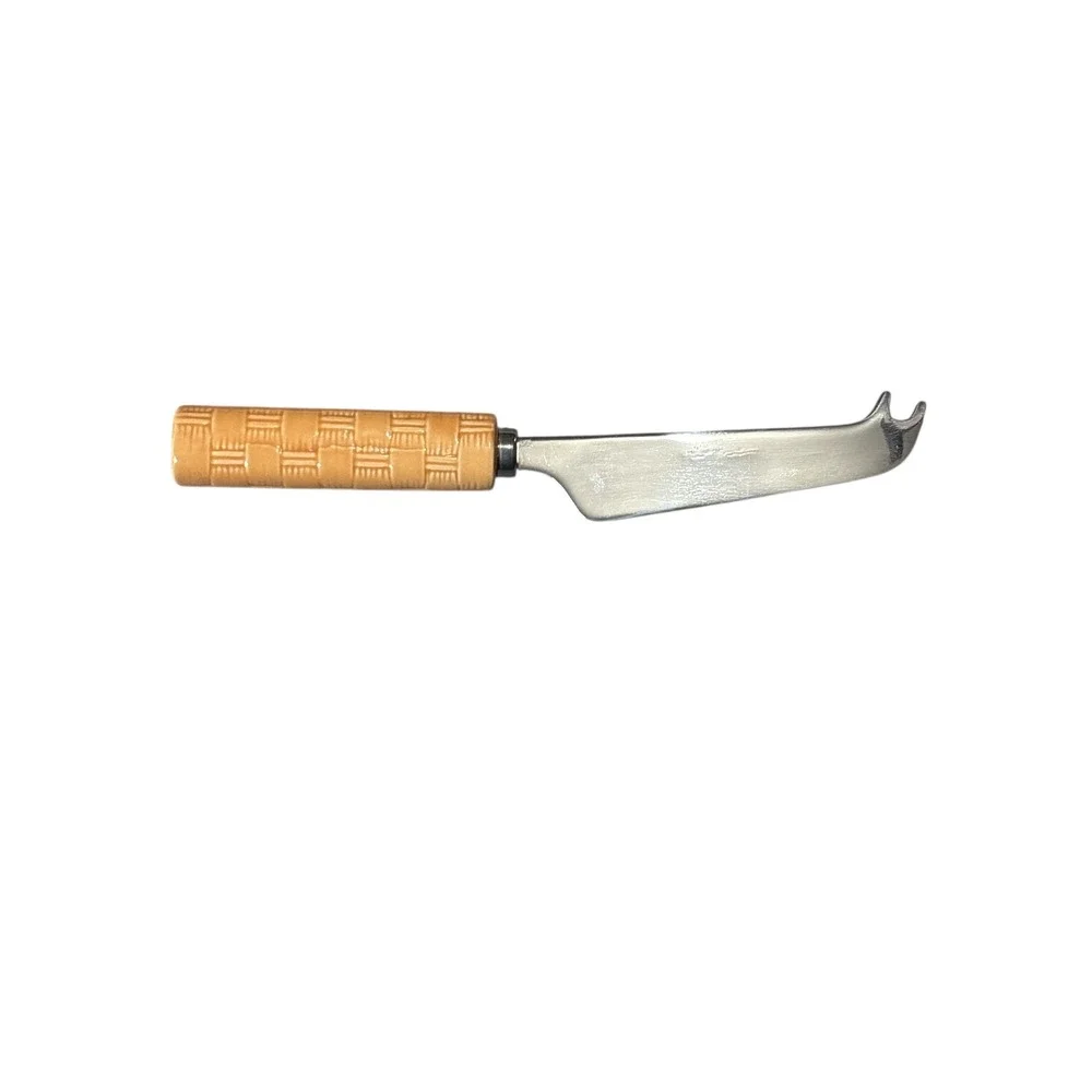 Vintage Cheese Knife Stainless Steel‎ Handle Floral Basket Platter Lord & Taylor